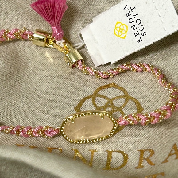 Kendra Scott Rare Elaina Pink Rose Quartz & Gold Bracelet NWT - Picture 3 of 8